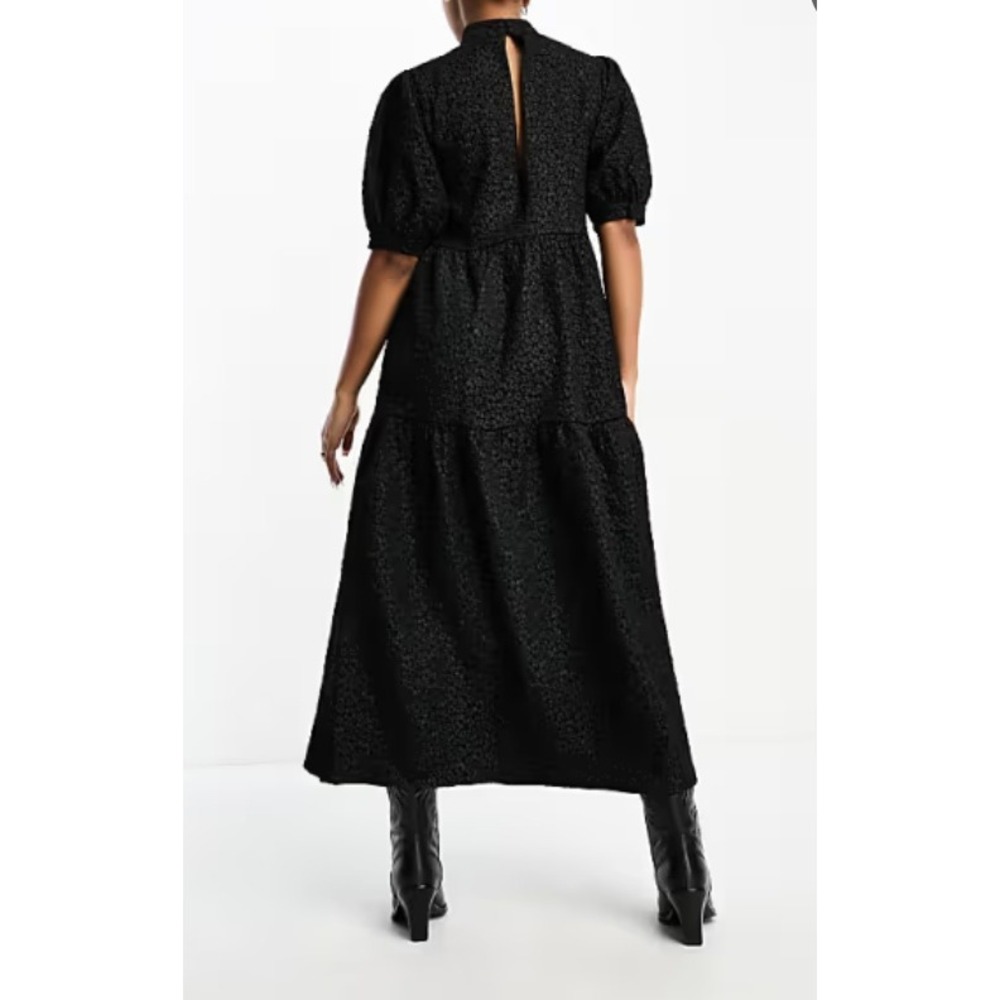 ASOS The Frolic Black Floral Mock Neck Puff Sleeve Maternity Maxi Dress XL